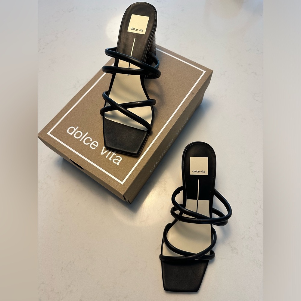 Dolce Vita black block heeled sandals - Patsi black leather